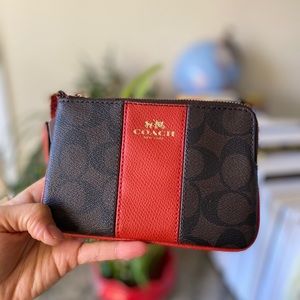 Coach Signature PVC Leather Corner Zip Wristlet